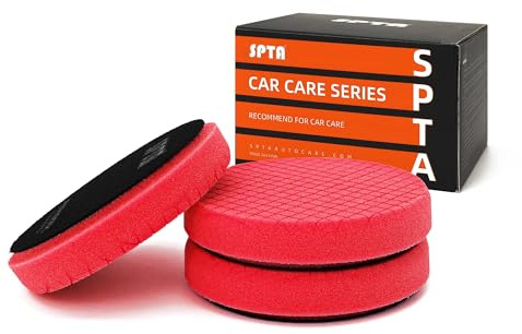 Red T10 Ultra-Fine Finishing Polishing Pad, SPTA 3Pcs 6.5 Inch Face for 6 Inch 150mm Backing Plate Compound Buffing Sponge Pads for Car Buffer Polisher Compounding, Polishing and Waxing -X00224R6B3