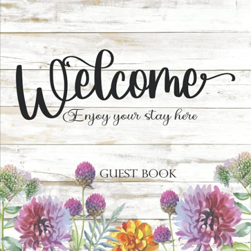 Visitor Guest Book: Sign in Log Book for AirBnB, Bed & Breakfast | Welcome Guest Book for Guest House, Vacation Rental, Beach House | Watercolor Farmhouse Design