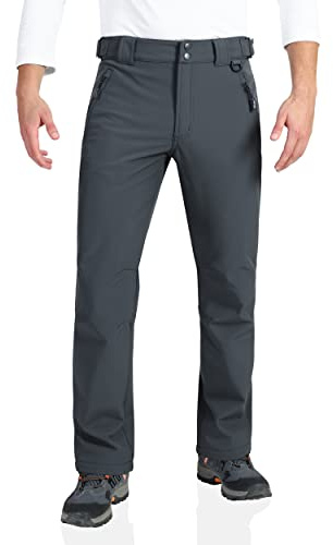 Outdoor Ventures Pantalones de softshell para hombre, resistentes al agua, pantalones térmicos de invierno, pantalones térmicos con forro cálido, pantalones de esquí, snowboard, resistentes al viento,