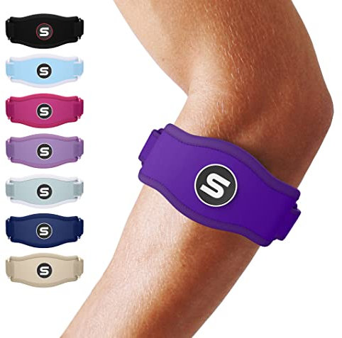 Sleeve Stars Ellenbogenbandage - Tennisarm Bandage und Golferarm Bandage für Sehnenentzündung, Sehnen- & Unterarm Schmerzen, Passt 22-58 cm mit 3 Ellbogen Bändern für Herren & Damen - Einzeln/Lila
