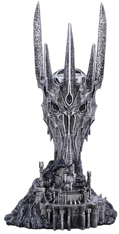 Nemesis Now Photophore Le Seigneur des Anneaux Sauron 33 cm en résine, Argent, Sculpture du Seigneur des Anneaux Sauron sous Licence Officielle, Insert en métal pour Tenir Une Bougie Chauffe-Plat,