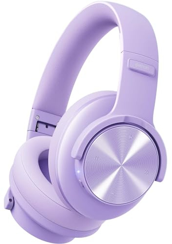 Picun B8 - Casque Bluetooth sans fil avec autonomie de 120 h, 3 modes de musique EQ, appels mains libres, basses profondes pour voyage, maison, bureau, téléphone mobile, PC (violet)