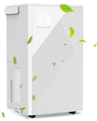 Maxesla 12L/Day Dehumidifiers for Home Damp with Laundry Drying Mode, Dehumidifier for Bedroom with Sleep Mode, 24H Timer, Automatic Humidity Sensor Display, Ideal for Damp, Mould and Laundry Drying