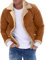 Sherpa Jacke Herren Bomberjacke Lammfell Schaffell Fell Lederjacke Männer Winter Leder Winterjacke Mode Revers Herrenjacke