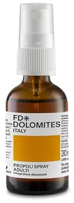 FD Dolomites Propoli Spray Adulti, Integratore Alimentare con Propoli, Calendula ed Erisimo, per Gola, Voce, Bocca. 30ml, Vegetarian