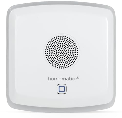 Homematic IP Smart Home kombisignalgivare, akustisk + optisk signalsering, gong för dörrklocka utan kabel, batteridrift, inställning via app, Alexa & Google Assistant, 152348A0
