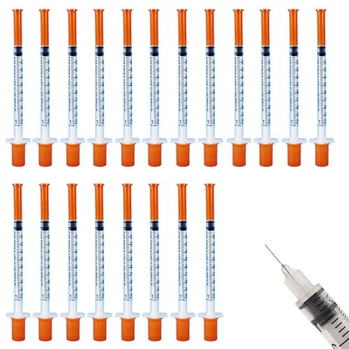 Comioke 20 Pezzi Siringa 1 ml/cc, 29g - 8 mm, Strumenti di Misurazione Multiuso in Plastica per Alimentazione Piccoli Animali Domestici, Colla Applicatore (Confezionati Singolarmente)