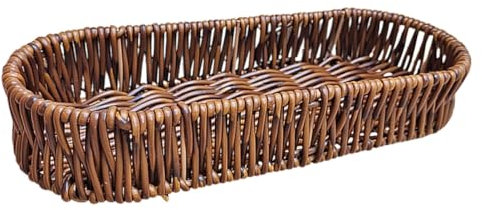Didiseaon Handwoven Oval Rattan Bread Basket Small Storage Tray for Snacks and Cutlery 24x9.5x4cm Lightweight Decorative Serving Basket for Kitchen and Picnic