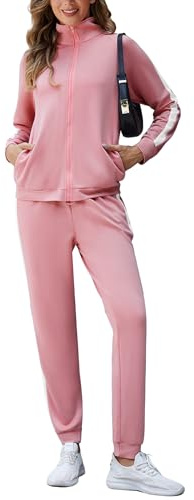 Marvmys Women Full Zip Tracksuits Fashion Workout Clothing Sets Long Sleeve Jogging Suit 2025 Fall Outfits with Pockets Pink S