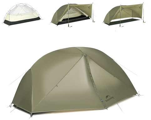 Naturehike Mongar Pro Tenda ultraleggera Antivento Impermeabile Tenda da trekking Portatile Tenda per 1 persona 3-4 stagioni per campeggio Escursionismo (Verde oliva/1 persona)