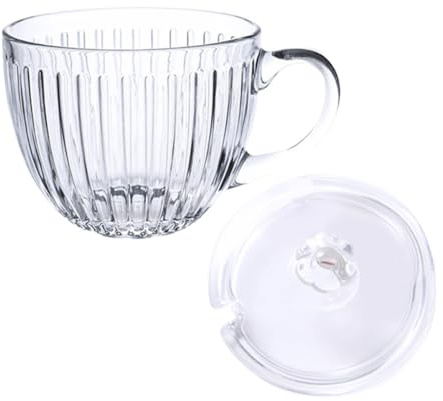 JOINPAYA Large Capacity Glass Breakfast Bowl with Lid Cute Glass Cereal and Milk Cup for Home Use Porridge and Yogurt Container Suitable for Milk Yogurt and Cereal