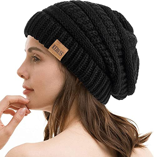 REDESS Slouchy Beanie Mütze für Herren und Damen Winter Warm Chunky Soft Oversized Zopfstrickmütze