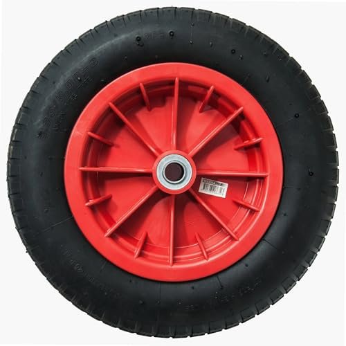 WERKA PRO Roue Gonflable 13'' 330 x 85 mm - Alésage 20 mm - Jante Plastique Rouge - Roulements à Billes - Chambre à Air en Caoutchouc - Usage Diables et Chariots