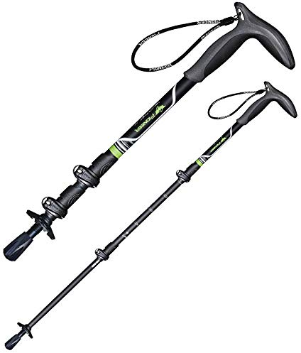 Carbon Wanderstöcke Mit Echt Eva Griff Teleskop Wanderstock Leicht Für Herren & Damen I Trekkingstöcke Verstellbar, Black