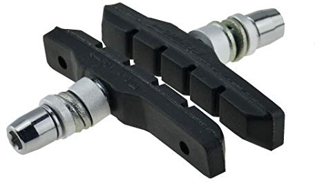 P4B | 1 Paar Geräuscharme Fahrrad Bremsschuhe für V-Brake Felgenbremse | 72 mm | Asymmetrisch | OTC | Mit Bolzen, Gewinde, Befestigungsteilen | Bremsbacken Fahrrad