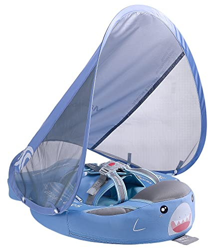 Mambobaby Float Baby Shark Swim Float with Canopy, Non-Inflatable Solid Baby Float, Upgrade Soft Skin-Friendly Fabric Material Infant Swim Float for Boys and Girls Toddler (Special Edition)