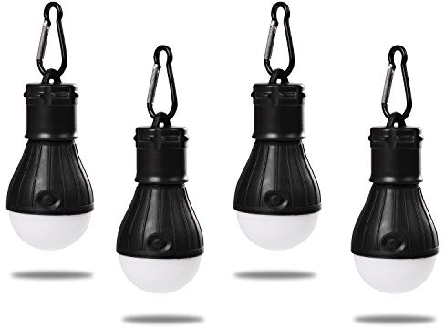 Yizhet Campinglampe, 4xLED Campinglampe LED Camping Laterne Zeltlampe Glühbirne Set, Notlicht mit Karabiner Wasserdicht Tragbare Camping Lantern LED für Camping,Abenteuer,Angeln,Notfall, Stromausfall