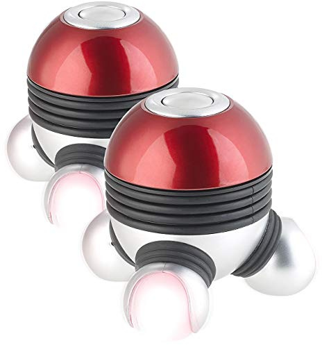 newgen medicals dispositivi per massaggi: set da 2 Mini massaggiatori a vibrazione, 3 teste di massaggio, illuminazione LED rossa (dispositivo da massaggio per schiena con vibrazione)