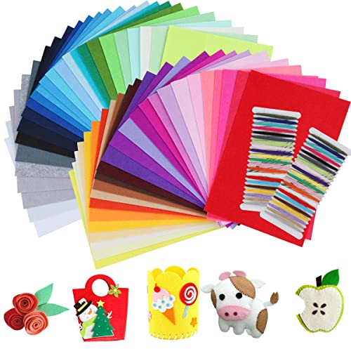 UOUNE Filz 50 Farben bastelfilz 20 x 30cm Bunte Filzplatten Bunter Filzstoff Filz Blätter Polyester Felt Fabric DIY Handwerk Stoff Filzplattenset bunt Nähen Projekte Patchwork