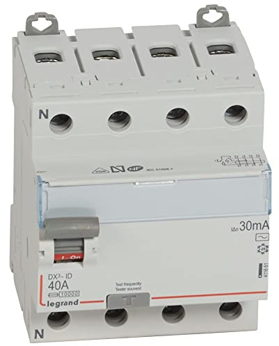 LEGRAND Interruptor Diferencial, 4P, 40 A, sensibilidad de 30mA, clase AC, DX3, 411661E
