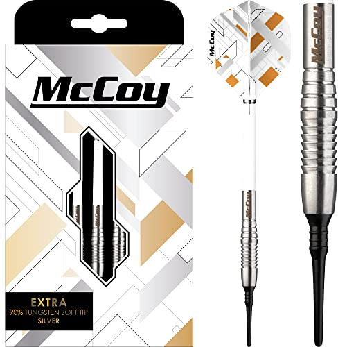 McCoy Darts D6099 Xtra | Premium 90% Wolfram Soft Tip Darts Set | Silber 22g