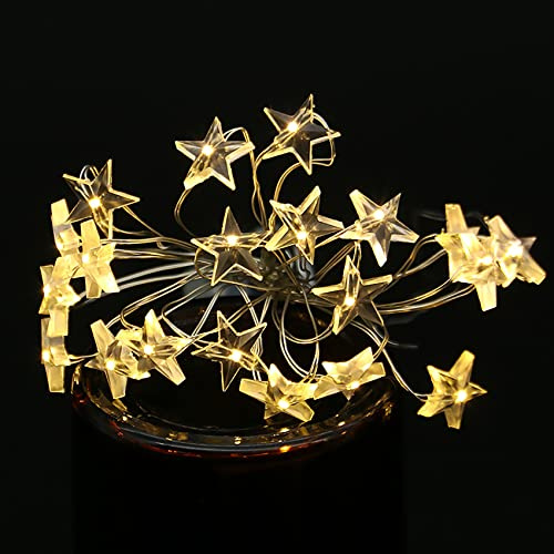 keeda Tiny Star Fairy Lights 30LEDs Waterproof Twinkle Led Copper Wire Star Lights Battery Powered for Bedroom, Christmas, Wedding, Halloween, Classroom (Warm White)