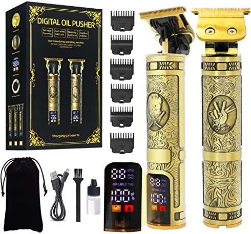Beard Trimmer Hair Clippers Men T-Blade Cordless LCD Metal Grooming Kit
