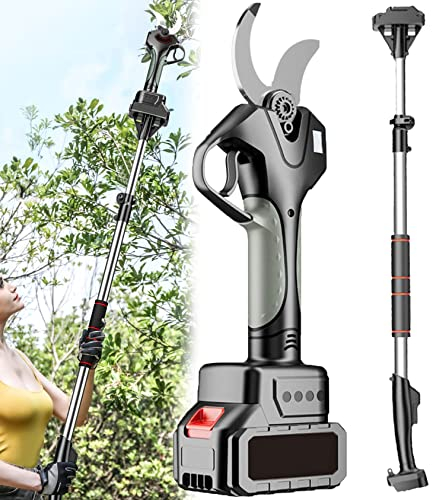 XDLYWUZIQ Elektrische Astschere, Professionelle Akku-Gartenschere Mit 6,8 Fuß Hoher Verlängerungsstange, 1–78 Mm Schnittdurchmesser, 1–2 Stunden Ladezeit, Für Hecken, Äste, Obst,3batteries
