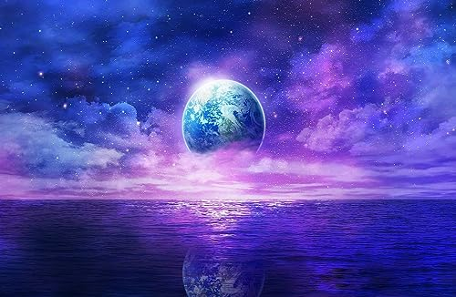 Wooden Jigsaw Puzzle For Adults 1000 Pieces, Earth Planet Blue Ocean Fantastic Space Art Puzzle Home Decor Gifts 75X50Cm