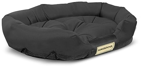 KingDog Prestige Hundebett Tierbett Haustierbett Oval Wasserdichtes PVC Codura 100% Polyester Gewicht: 240gr/m2 (100 x 75 cm, Schwarz)
