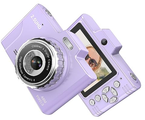 Andoer Digitalkamera,1080P 48MP Fotokamera Kompaktkamera Tragbare 2,8 Zoll Vlogging Kamera mit 8X Digitalzoom, Geschenk für Jungen, Mädchen, Kinder, Erwachsene, Teenager, Studenten, Blau