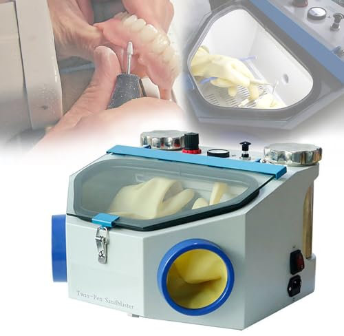 aallwwsso Chorreadora de Arena Fina Doble con 2 depósitos de Metal, arenadora de Laboratorio para granallado de Vidrio, eliminación de óxido de Superficies metálicas