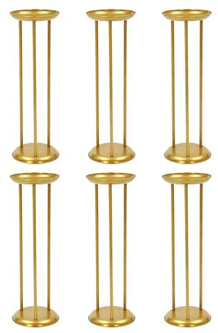 Cavalletto per fiori dorato, 6 pezzi, in metallo, con colonna decorativa, struttura cilindrica (altezza: 60 cm)