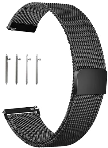 KUBFDL Edelstahl Mesh Uhrenarmband 14mm 16mm18mm 20mm 22mm 24mm Armband Magnetverschluss Schnellverschluss Smartwatch Ersatzarmbänder für Damen Herren