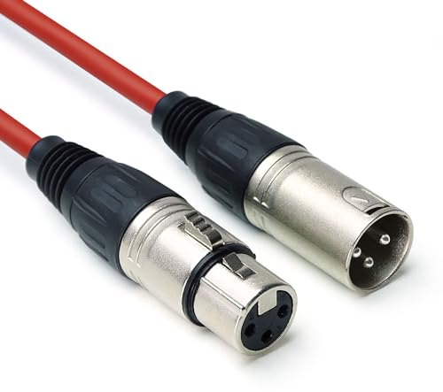 keepdrum DMX004RD DMX-Kabel Rot 3-pol XLR Steuerkabel 100 Ohm 15m
