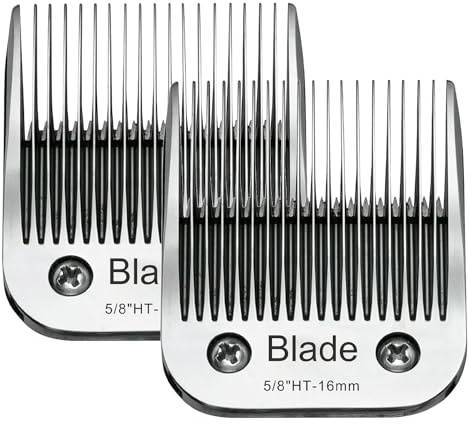 HT Ersatzklingen für Hundepflege, kompatibel mit Andis-Hunde-Schermaschinen, kompatibel mit Schermaschinen der Wahl KM-10-Serie, Oster A5, Größe 16 mm, 2 Stück