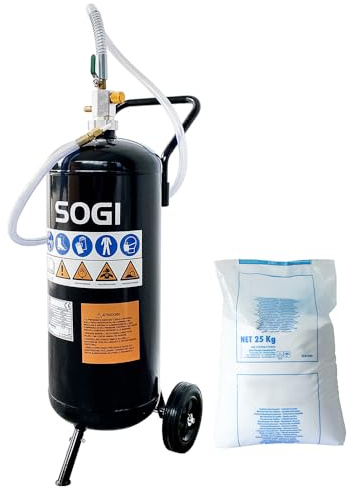 SOGI SPS-7 Sabbiatrice portatile a bicarbonato di sodio - 26.5 L (7 galloni) - 6.2 bar - uso esterno e interno (Sabbiatrice + 25 kg di bicarbonato di sodio)