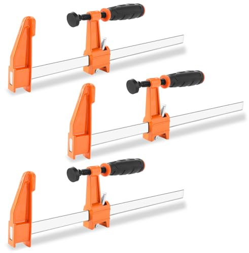 STARVAST Profi Schraubzwingen Set 3-tlg., Schraubzwingen Groß Spannweite 300mm Maultiefe 60mm, Schraubzwinge Aus Edelstahl，Präzises Fixieren von Holzwerkstücken