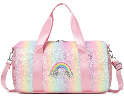 Borsa da Ballo Glitterata Bambina Arcobaleno Tote da Palestra Ragazza Borse per Scuola Bambini Borsa da Ginnastica