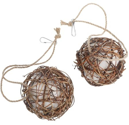 YARNOW 2er-Pack Dekorative Vogelkäfig-Ornamente Aus Rattan Weidengeflecht Für Käfige 10 cm Sicher Einfach Zu Verwendendes Vogelspielzeug