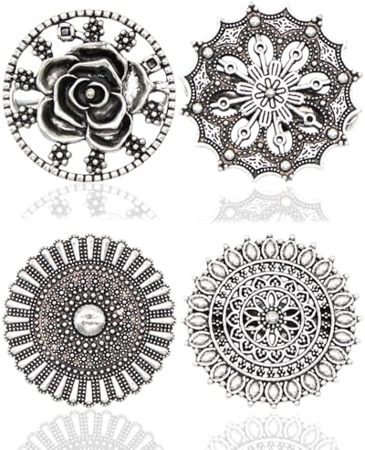KGDUYC 4 Pièces Pinces à Cardigan Femme,Broches et pins pour femme,Pull Vintage Florales Rondes Créative Pince à Cardigan Exquis Élégant Métal Pinces à Chandail pour Femmes Filles Portant