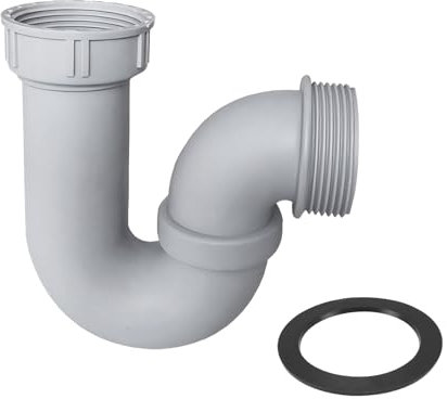 Qrity 1 Pièces Siphon D'évier, Siphon de Lavabo, Filetage Intérieur 45mm, Filetage Extérieur 47mm, Coude en U pour Protection Contre les Odeurs