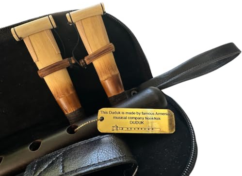 Armenio profesional DUDUK Key A albaricoque Oboe Balaban instrumento de viento de madera, funda de cuero, 2 cañas profesionales e instrucciones de juego (idioma español no garantizado)