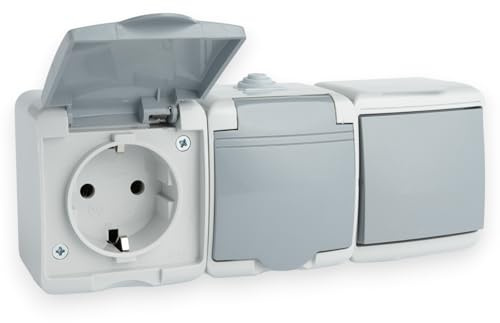 Enchufe de pared 2 compartimentos con tapa e interruptor de luz