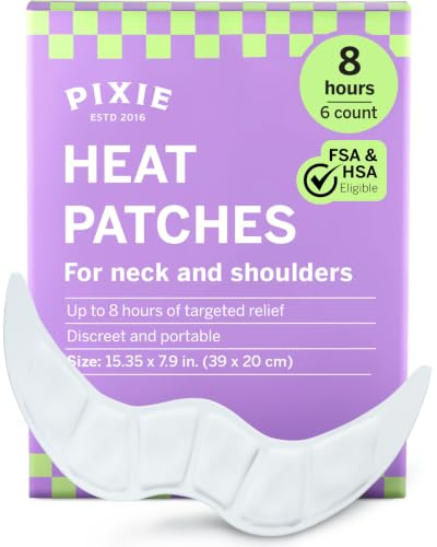 Pixie, cerotti termici per alleviare il dolore per collo e spalle, terapia del calore attivata dall'aria per tensione muscolare, comfort della parte superiore della schiena, cuscinetti riscaldanti