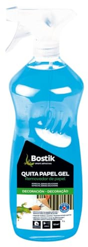 BOSTIK QUITA PAPEL GEL Azul, Elimina Todo Tipo de Papeles, Ideal para Zonas de Difícil Acceso, No Gotea, Listo para Usar, Bote 1 l