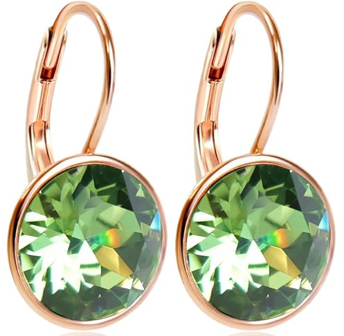 925 Ohrringe Rosegold Grün Kristalle Peridot Sterling Silber vergoldet NOBEL SCHMUCK