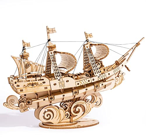 Robotime Puzzle 3D in legno per bambini e adulti Kit di costruzione di barche Rompicapo artigianale Kit fai-da-te per bambini dagli 8 anni in su (Veliero)