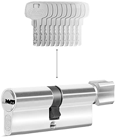 GERCAR 1x serratura a cilindro/cilindro della porta con pomello 90mm - 1x cilindro di serratura con pomolo 45/45 con la stessa chiave - incl. 5 chiavi - Lunghezza 90 mm, A:45 B:45