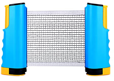 Sportout Tischtennisnetze Tischtennis Netze, Justierbarer Einziehbares Netz Ping Pong Ersatznetz, Beweglicher Reisehalter ideal für alle Arten von tischen- 170(max) x 19cm (Blue)